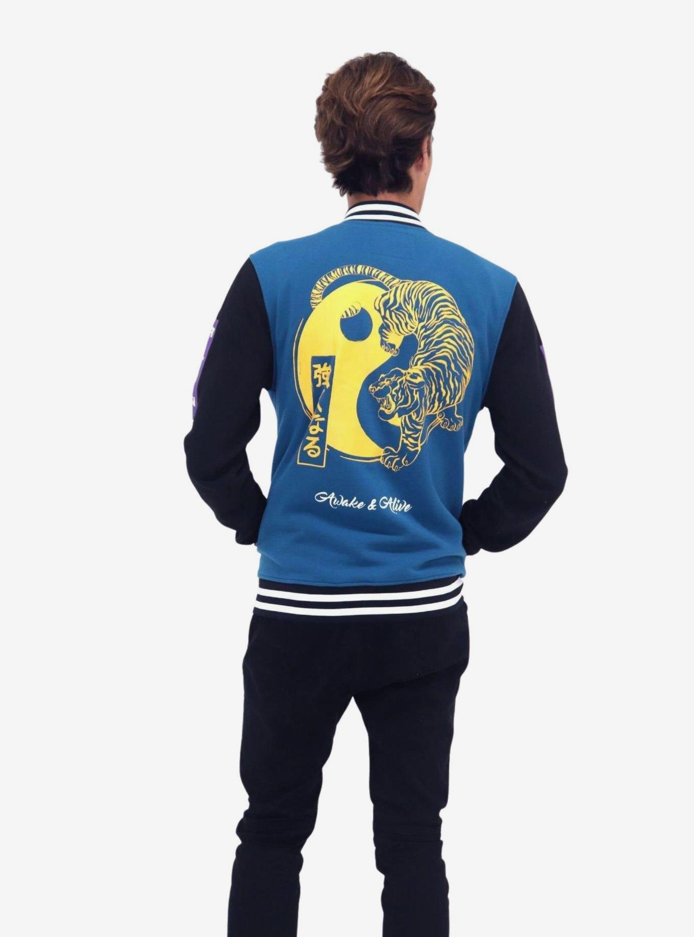 Dark Teal Awake & Alive Fleece Bomber Jacket, BLUE, alternate