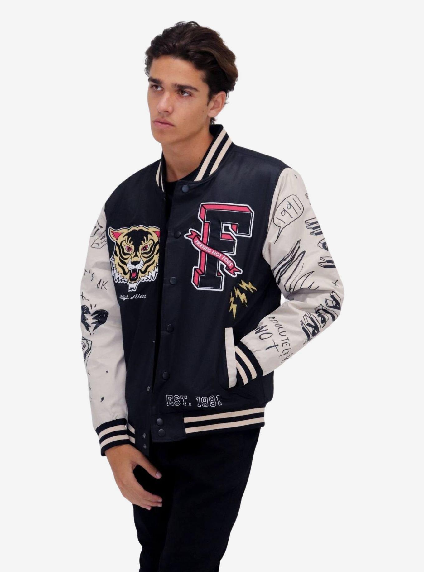 Friends Not Foes Black Woven Bomber Jacket, BLACK, alternate