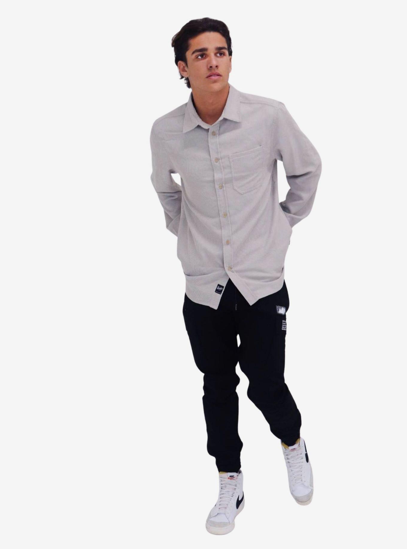 Light Grey Corduroy Button-Up, GREY, alternate
