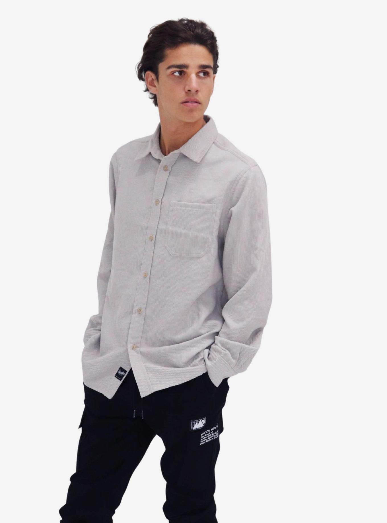 Light Grey Corduroy Button-Up, GREY, alternate