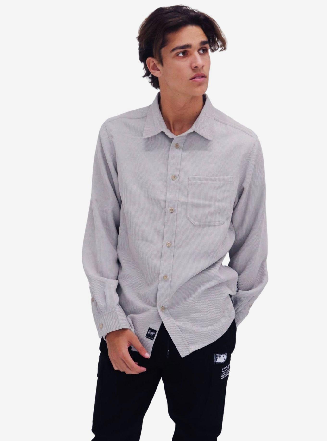 Light Grey Corduroy Button-Up, GREY, alternate