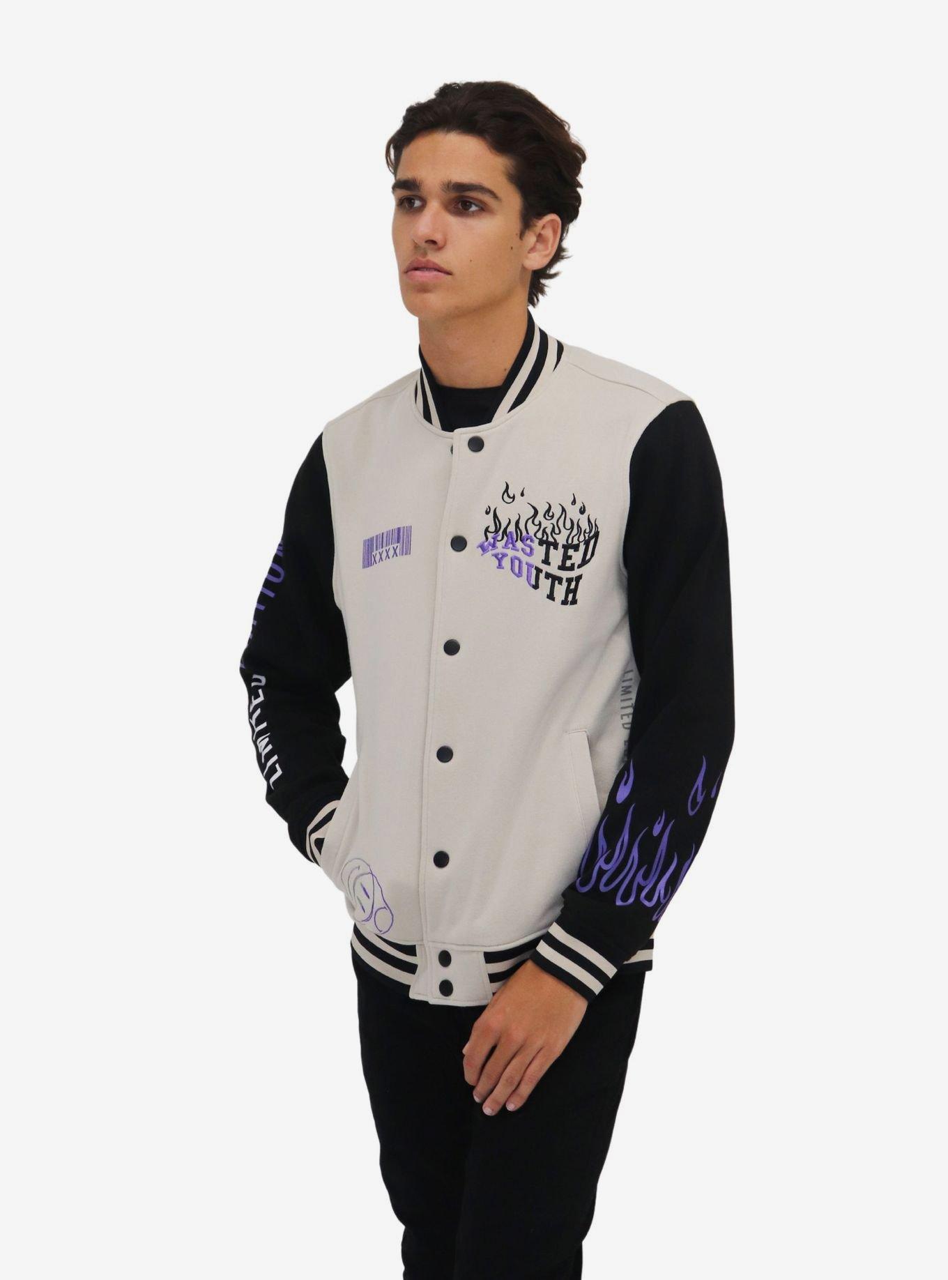 Sand Wasted Youth Fleece Bomber Jacket, BEIGE, alternate