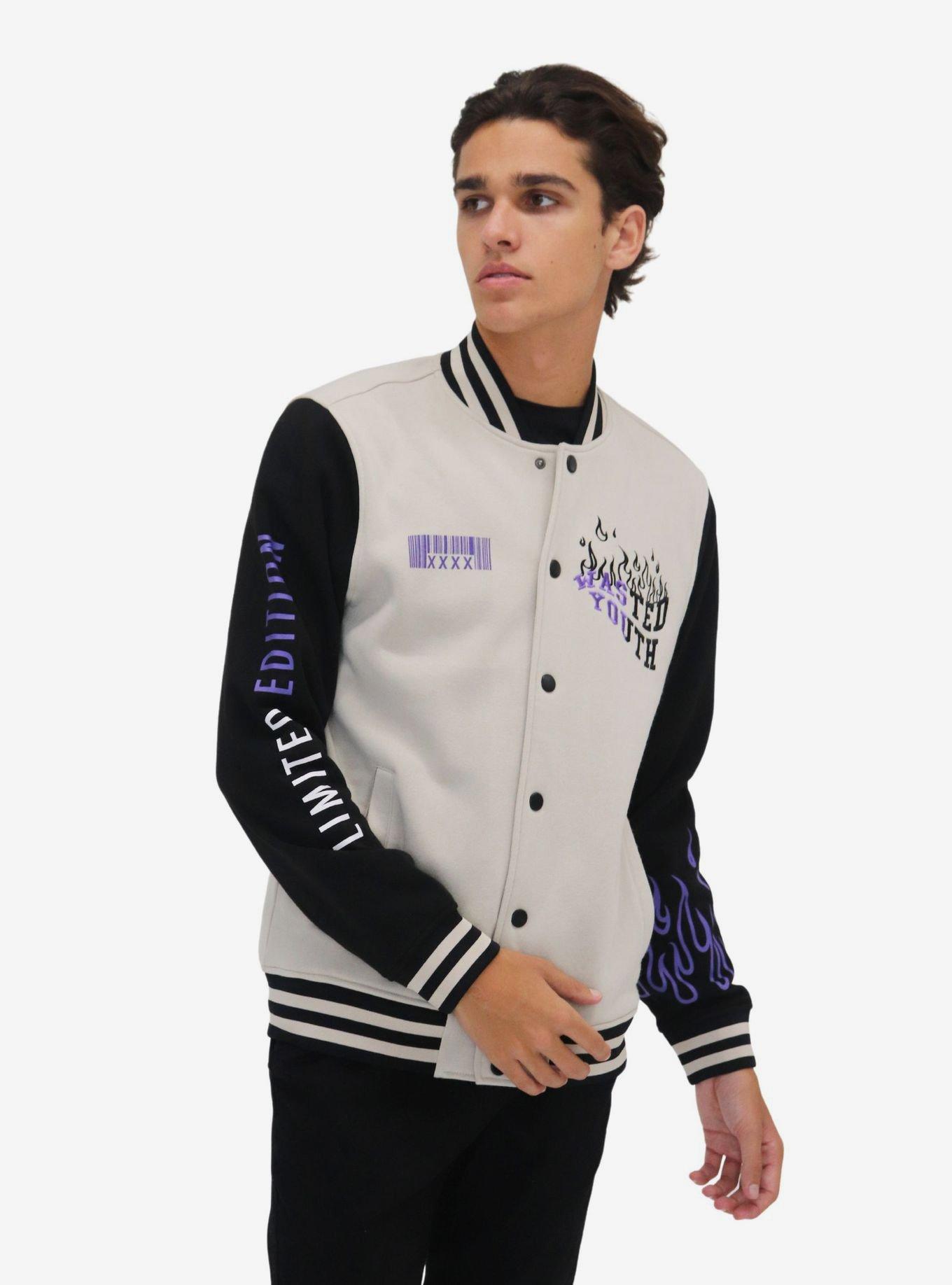 Sand Wasted Youth Fleece Bomber Jacket, BEIGE, alternate