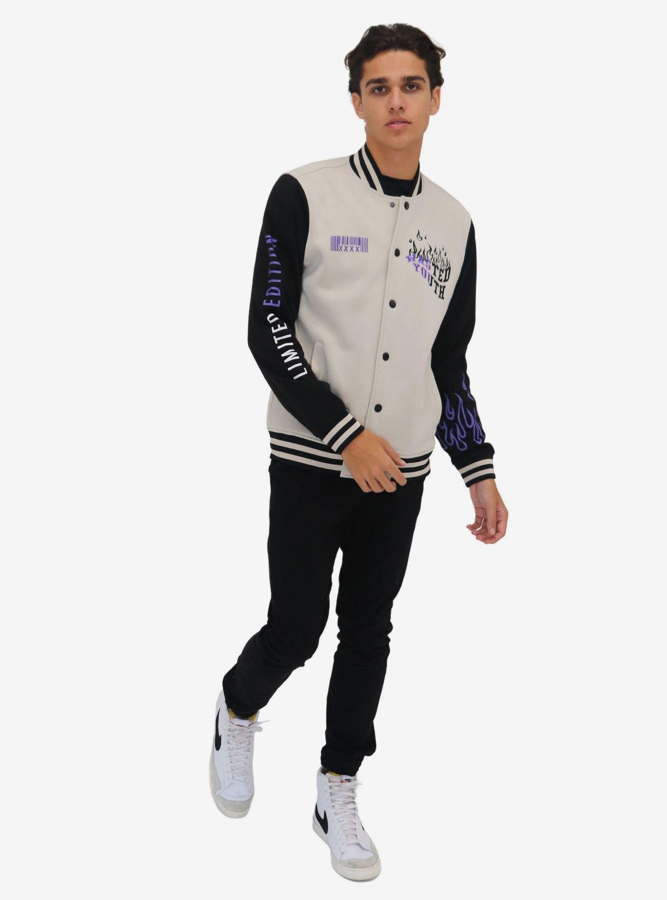 Sand Wasted Youth Fleece Bomber Jacket, BEIGE, alternate