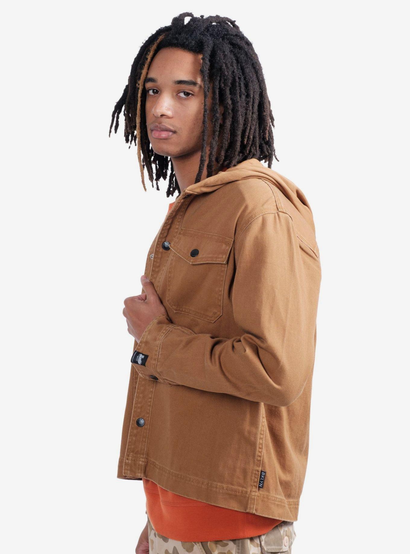 Tobacco Bull Denim Snap Front Hooded Jacket, COPPER, alternate