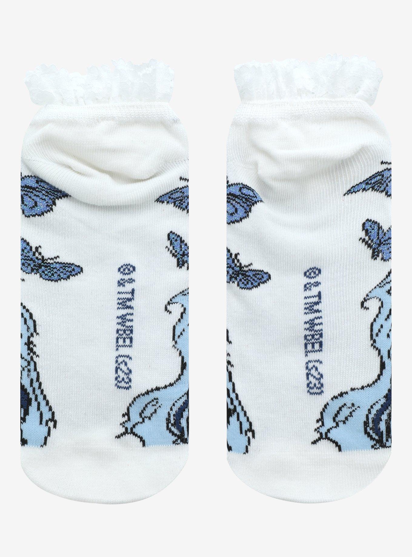 Corpse Bride Emily Butterfly Lace No-Show Socks, , alternate