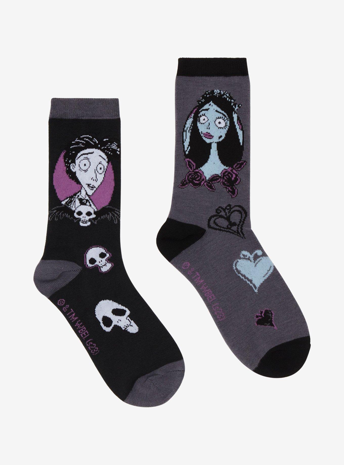 Corpse Bride Victor & Emily Crew Socks 2 Pair, , alternate