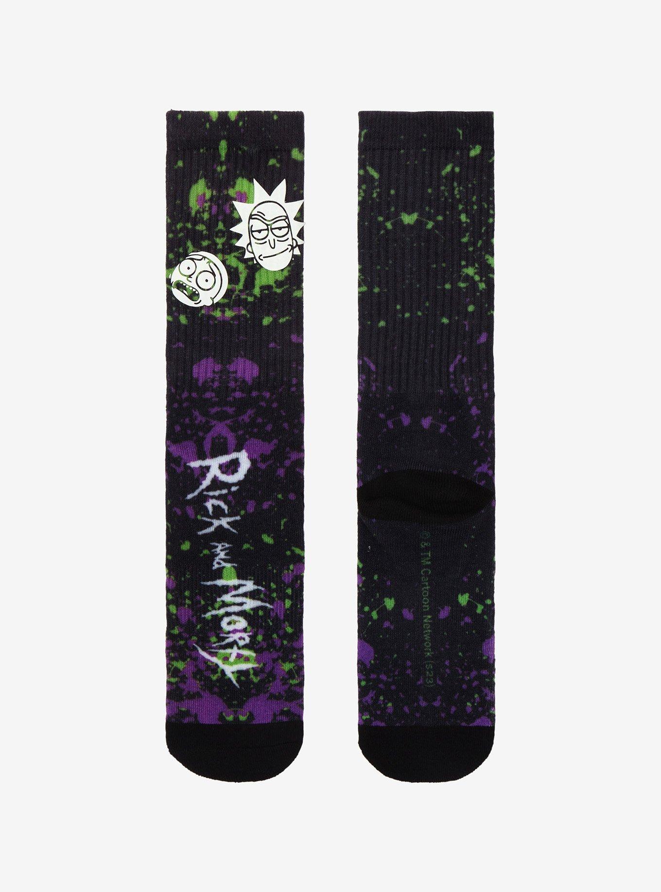 Rick And Morty Heads Paint Splatter Crew Socks, , alternate