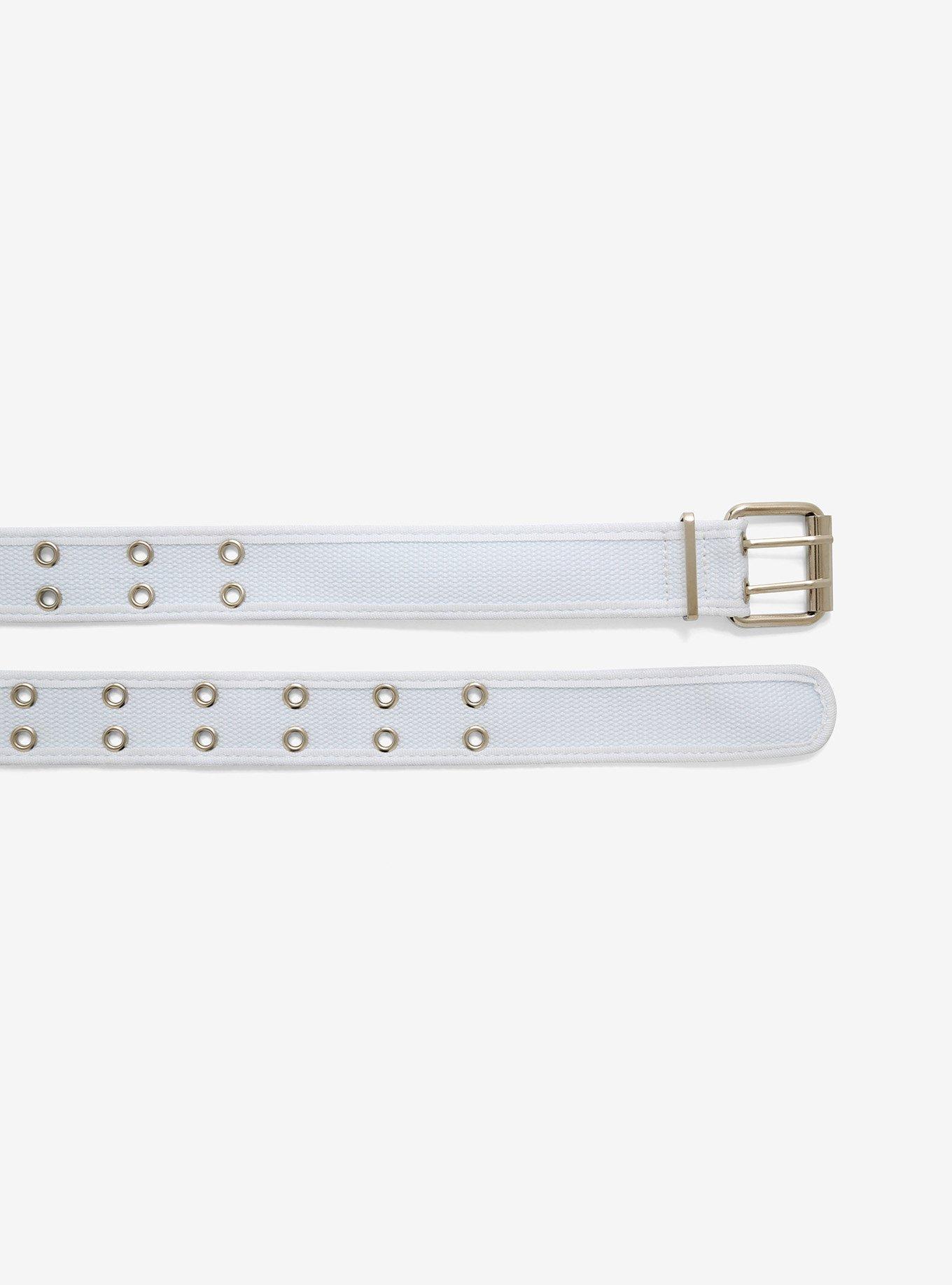 Two-Row White Grommet Belt, SILVER, alternate