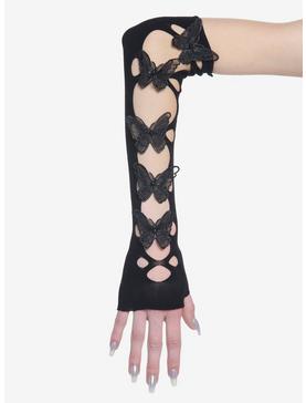 Black Butterfly Cutout Arm Warmers, , hi-res