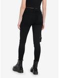 Black Zipper Grommet Super Skinny Jeans, BLACK, alternate