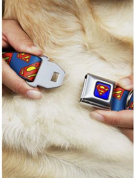 DC Comics Justice League Super Shield Diagonal Royal Seatbelt Buckle Dog Collar, , hi-res