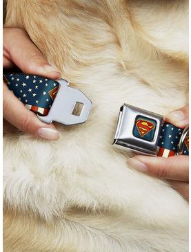 DC Comics Justice League Superman Shield Americana Seatbelt Buckle Dog Collar, , hi-res