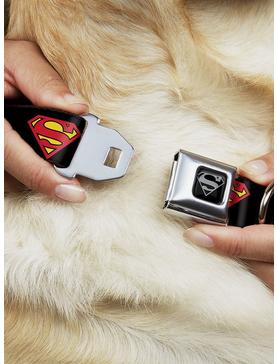 DC Comics Justice League Superman Shield Black Seatbelt Buckle Dog Collar, , hi-res