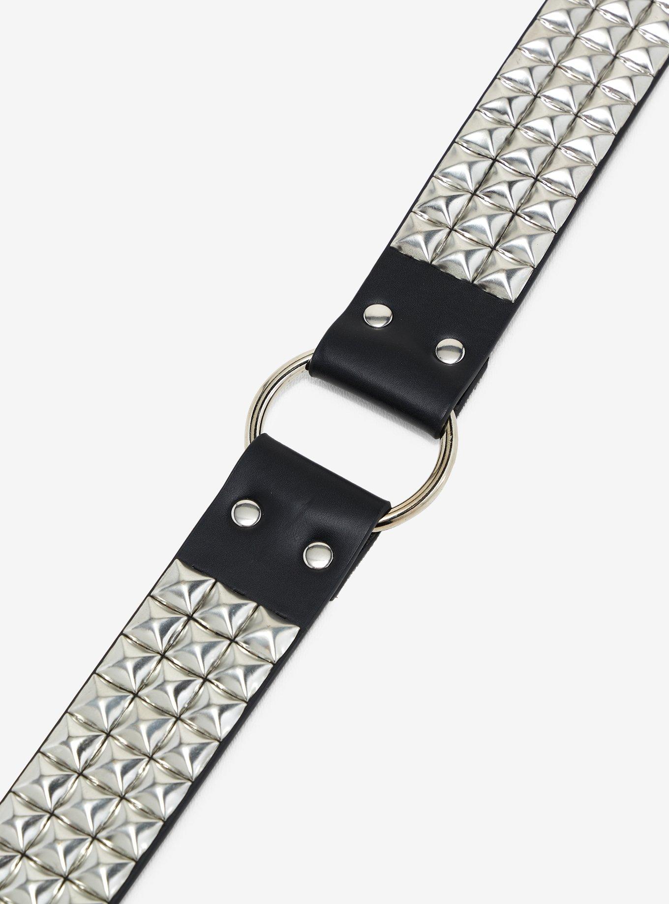 Silver Pyramid Stud Belt, SILVER, alternate