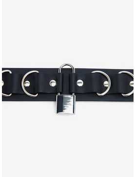 Black & Silver D-Ring Belt, , hi-res