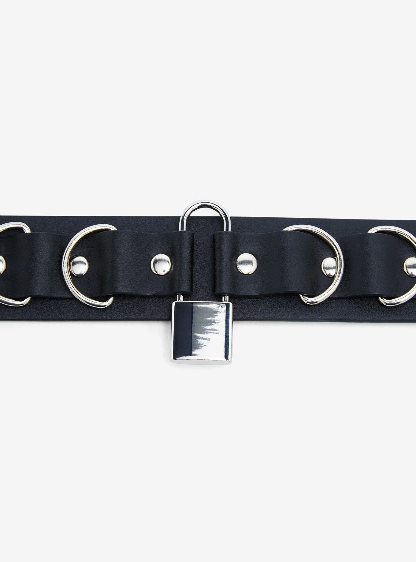 Black & Silver D-Ring Belt, RED, alternate