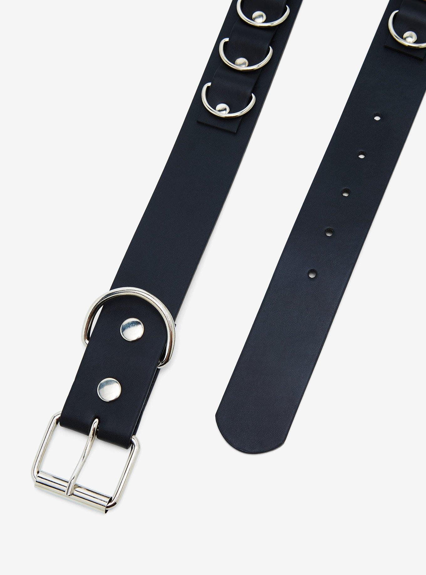 Black & Silver D-Ring Belt, RED, alternate
