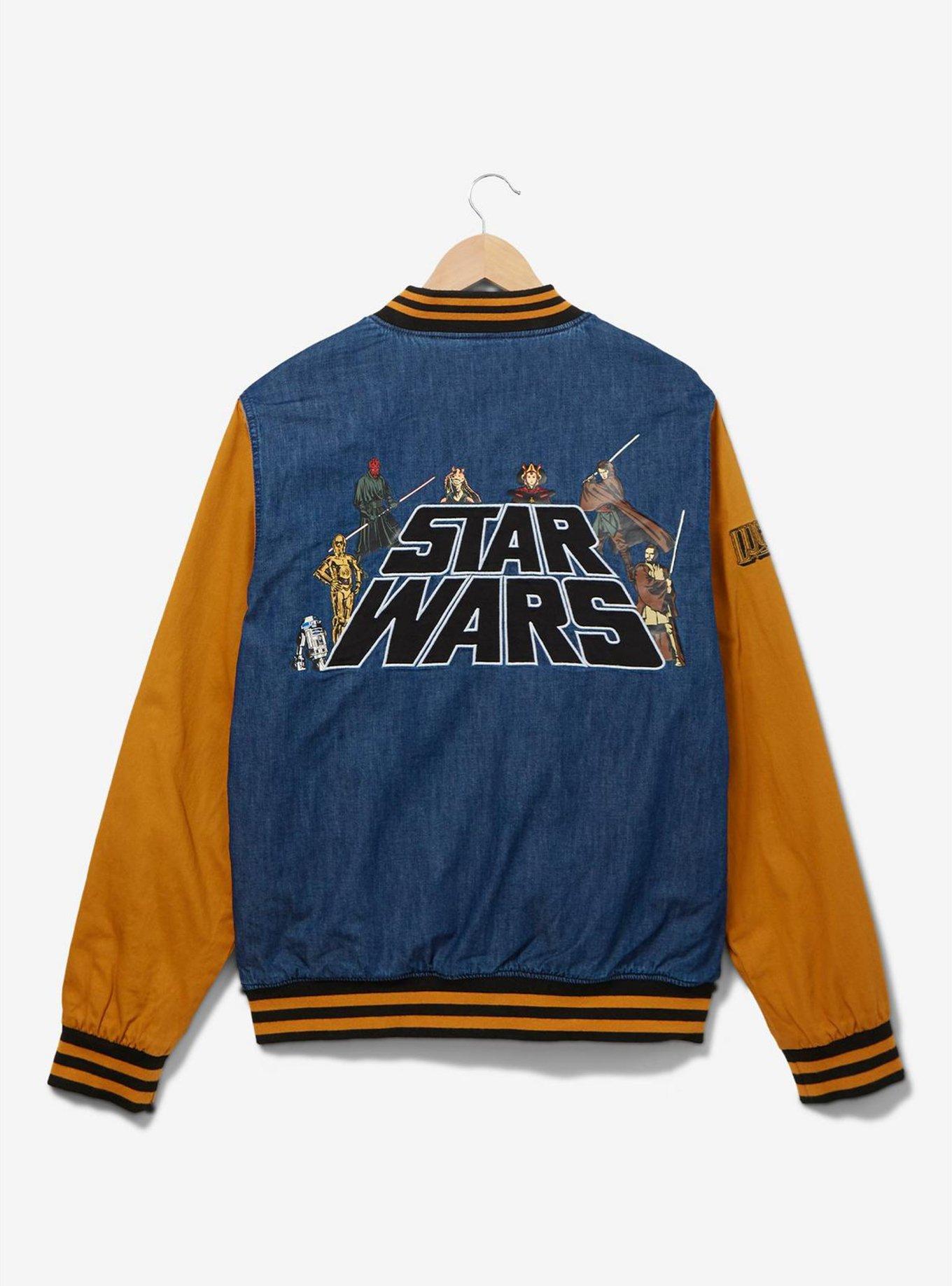 Star Wars Logo Denim Varsity Jacket - BoxLunch Exclusive, DENIM, alternate