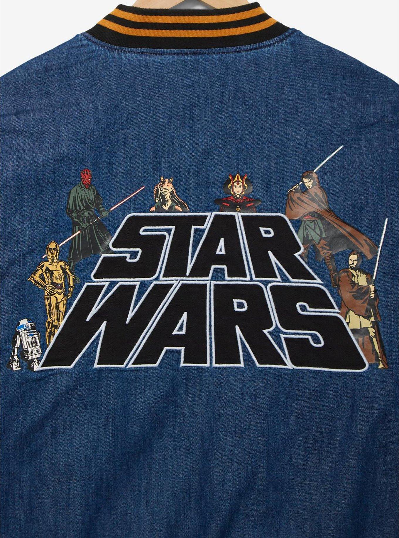 Star Wars Logo Denim Varsity Jacket - BoxLunch Exclusive, DENIM, alternate