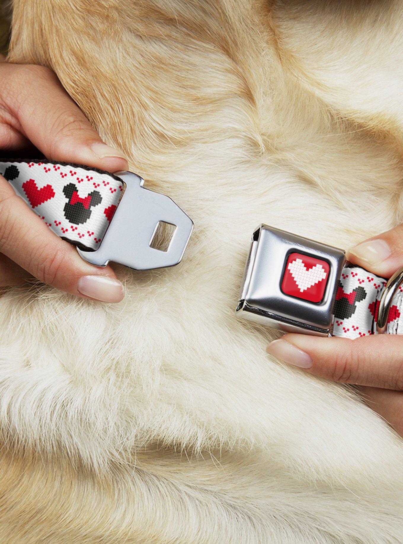 Disney Mickey Mouse And Minnie Mouse Heart Sweater Seatbelt Buckle Dog Collar, , hi-res