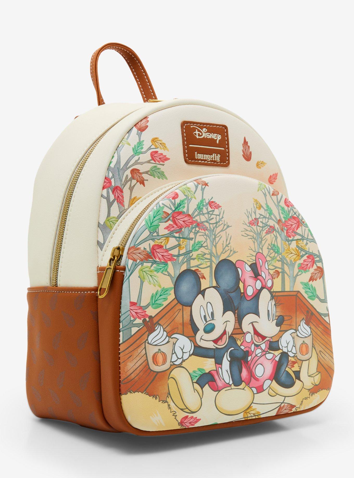 Loungefly Disney Mickey Mouse & Minnie Mouse Fall Leaves Mini Backpack, , alternate