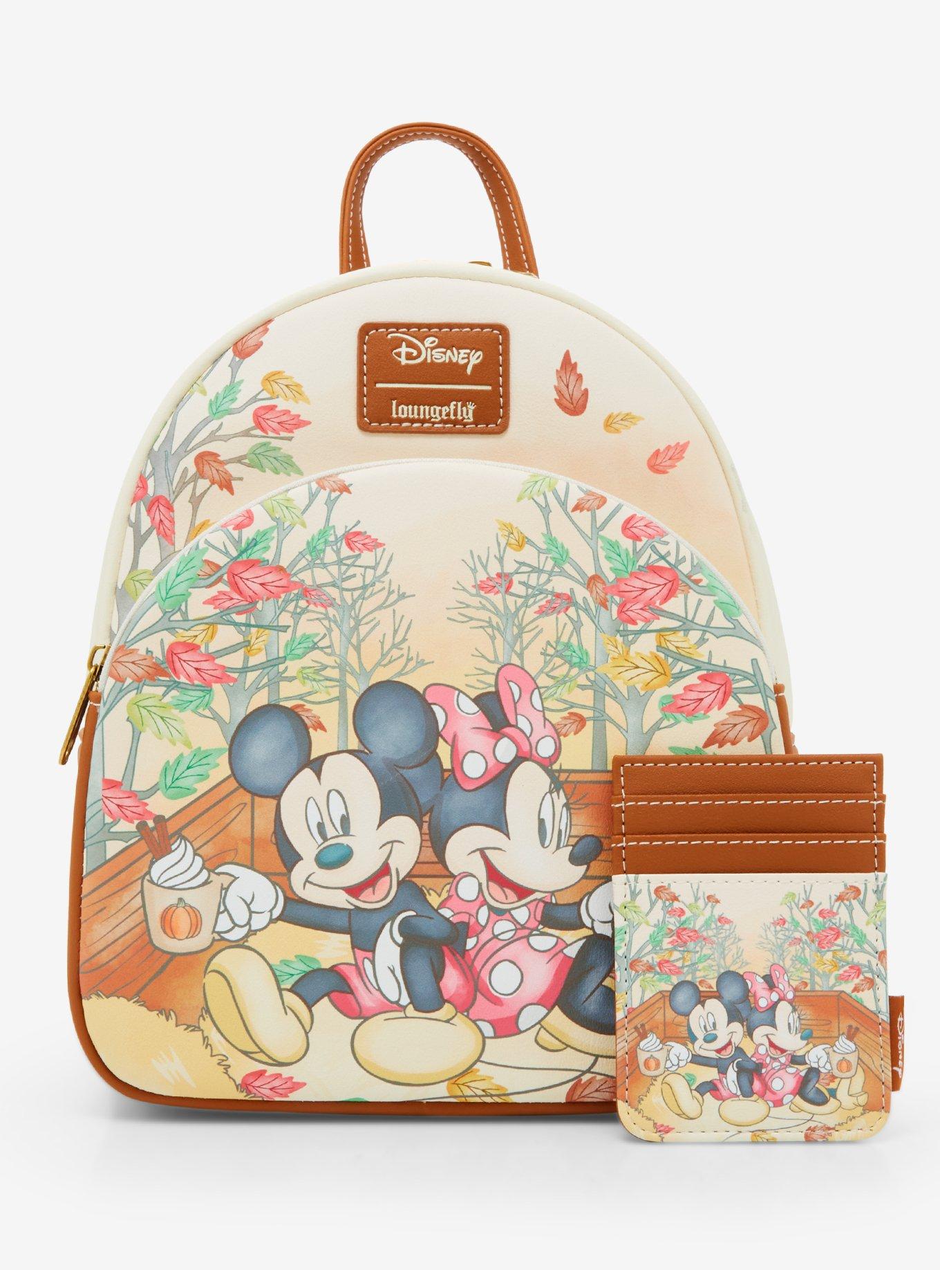 Loungefly Disney Mickey Mouse & Minnie Mouse Fall Leaves Mini Backpack, , alternate
