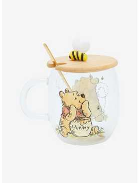 Disney Winnie the Pooh Portrait Glass Mug with Lid & Spoon, , hi-res