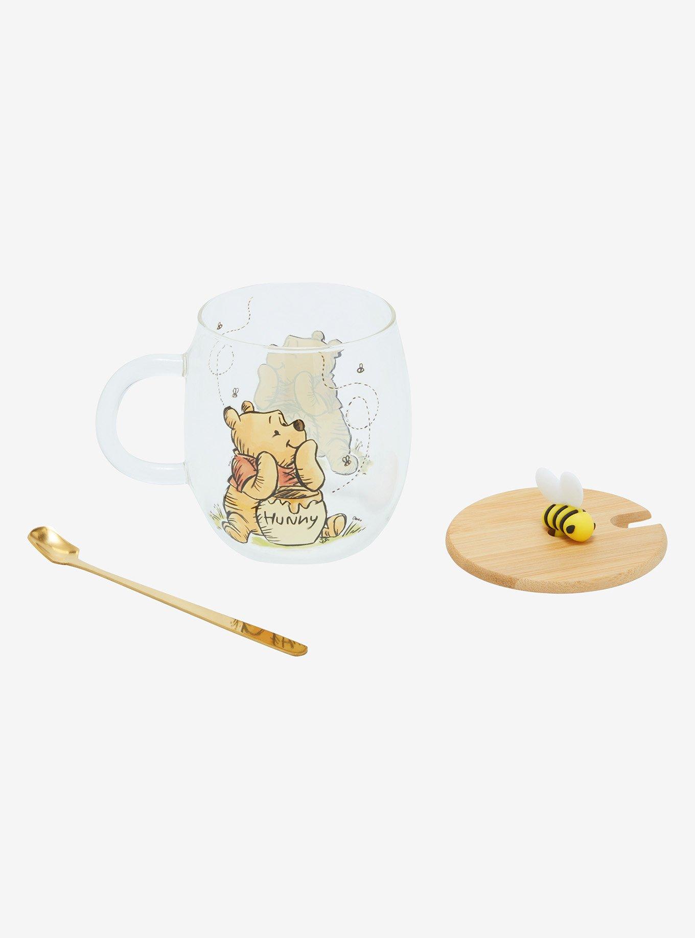 Disney Winnie the Pooh Portrait Glass Mug with Lid & Spoon, , alternate