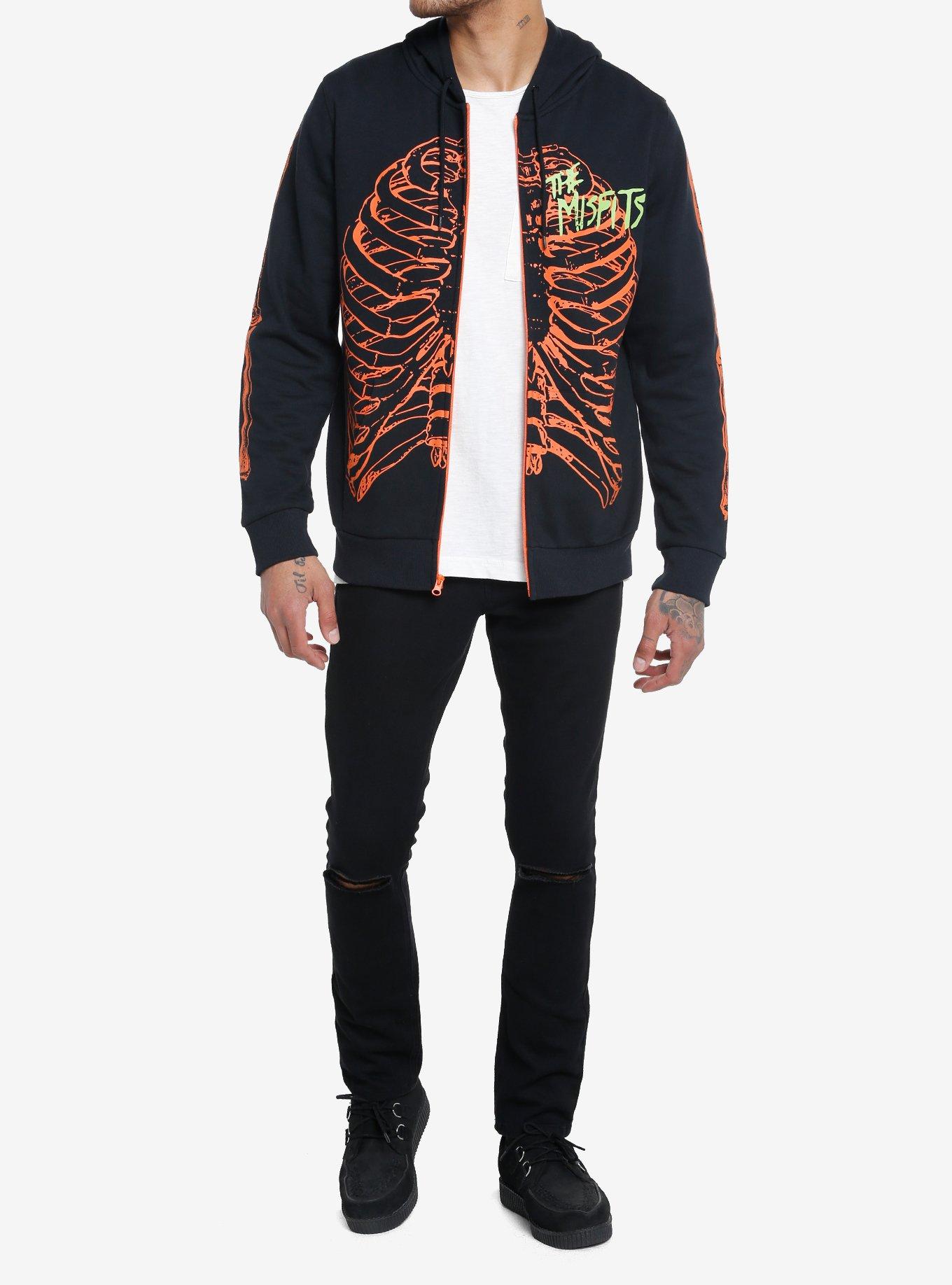 Misfits Orange Rib Cage Hoodie, BLACK, alternate