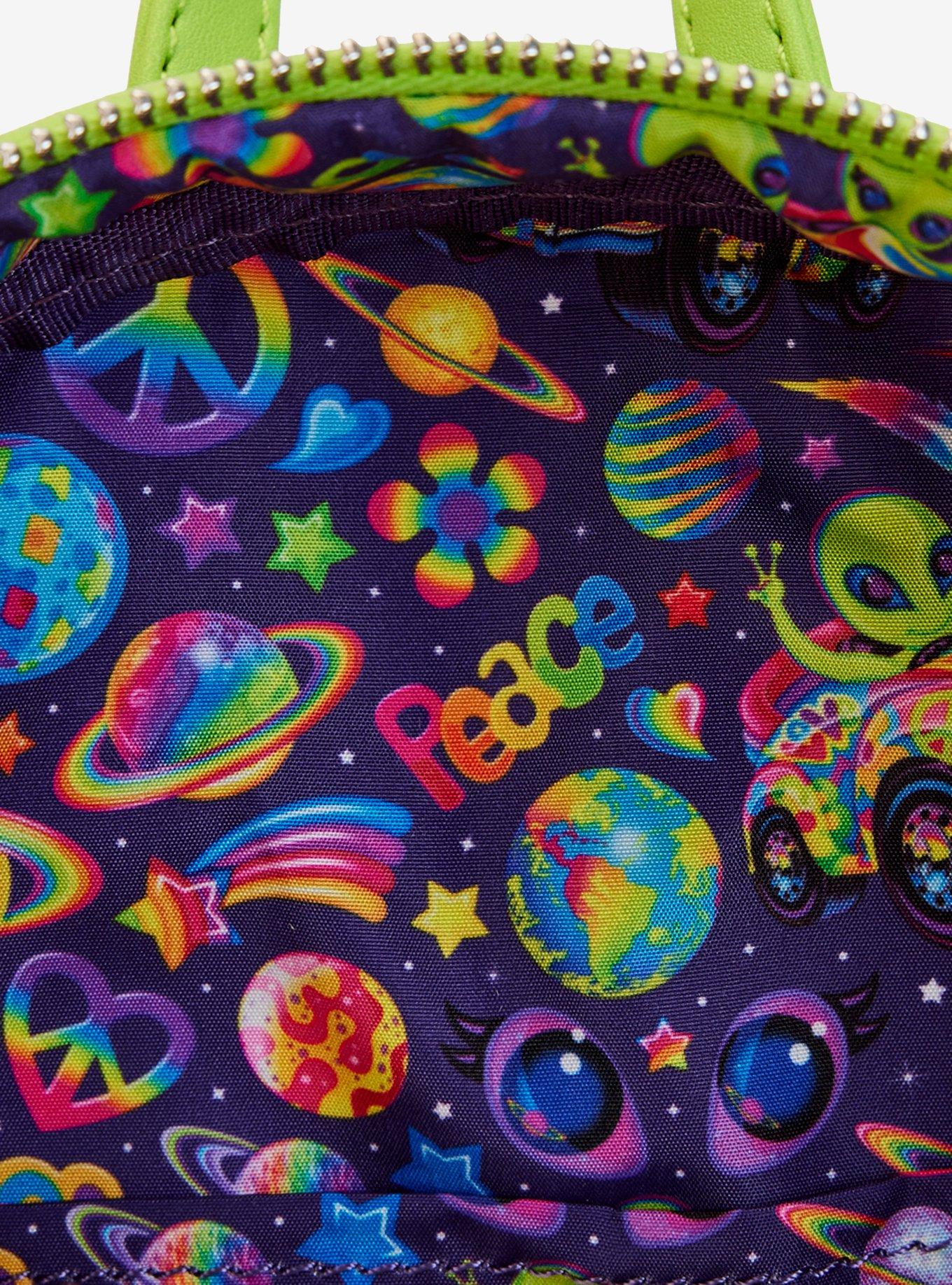 Loungefly Lisa Frank Peace Love & Aliens Glow-In-The-Dark Mini Backpack, , alternate