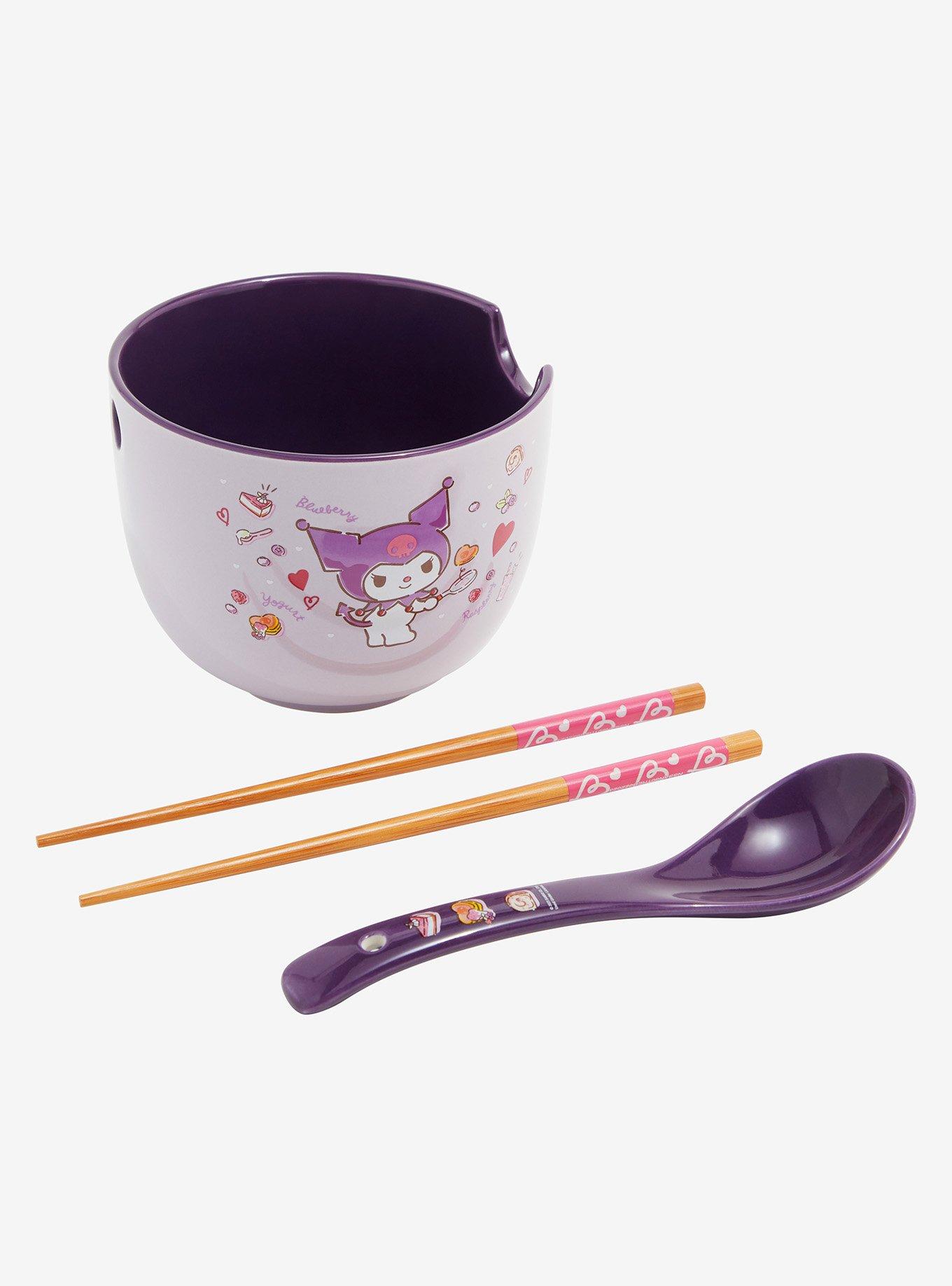 Sanrio Kuromi and Blueberries Ramen Bowl with Chopsticks and Spoon, , alternate