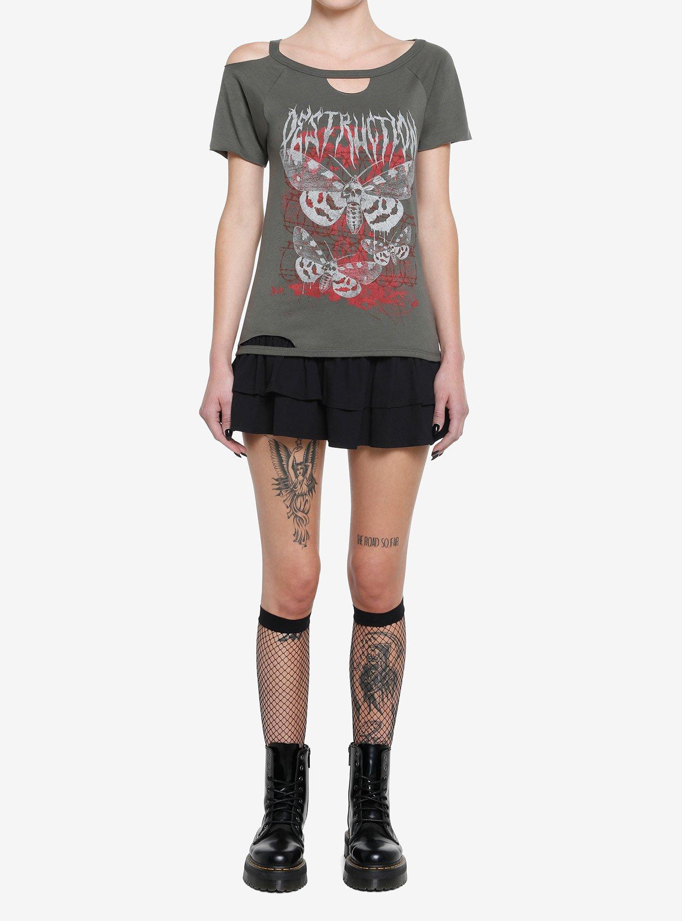 Social Collision Moth Destruction Girls T-Shirt, BLACK, alternate