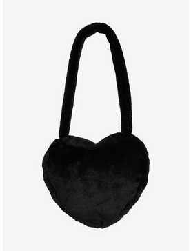 Black Heart Fuzzy Tote Bag, , hi-res
