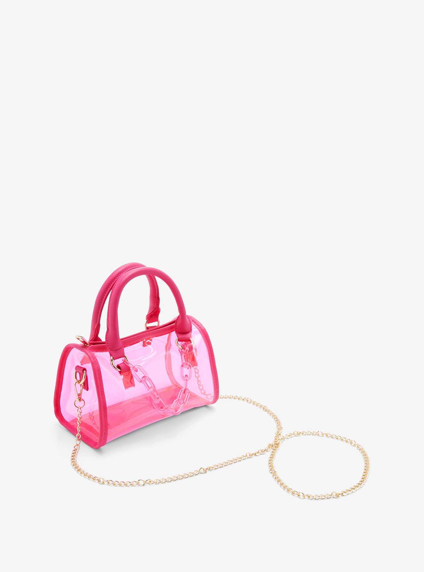 Hot Pink Transparent Mini Satchel Bag, , hi-res