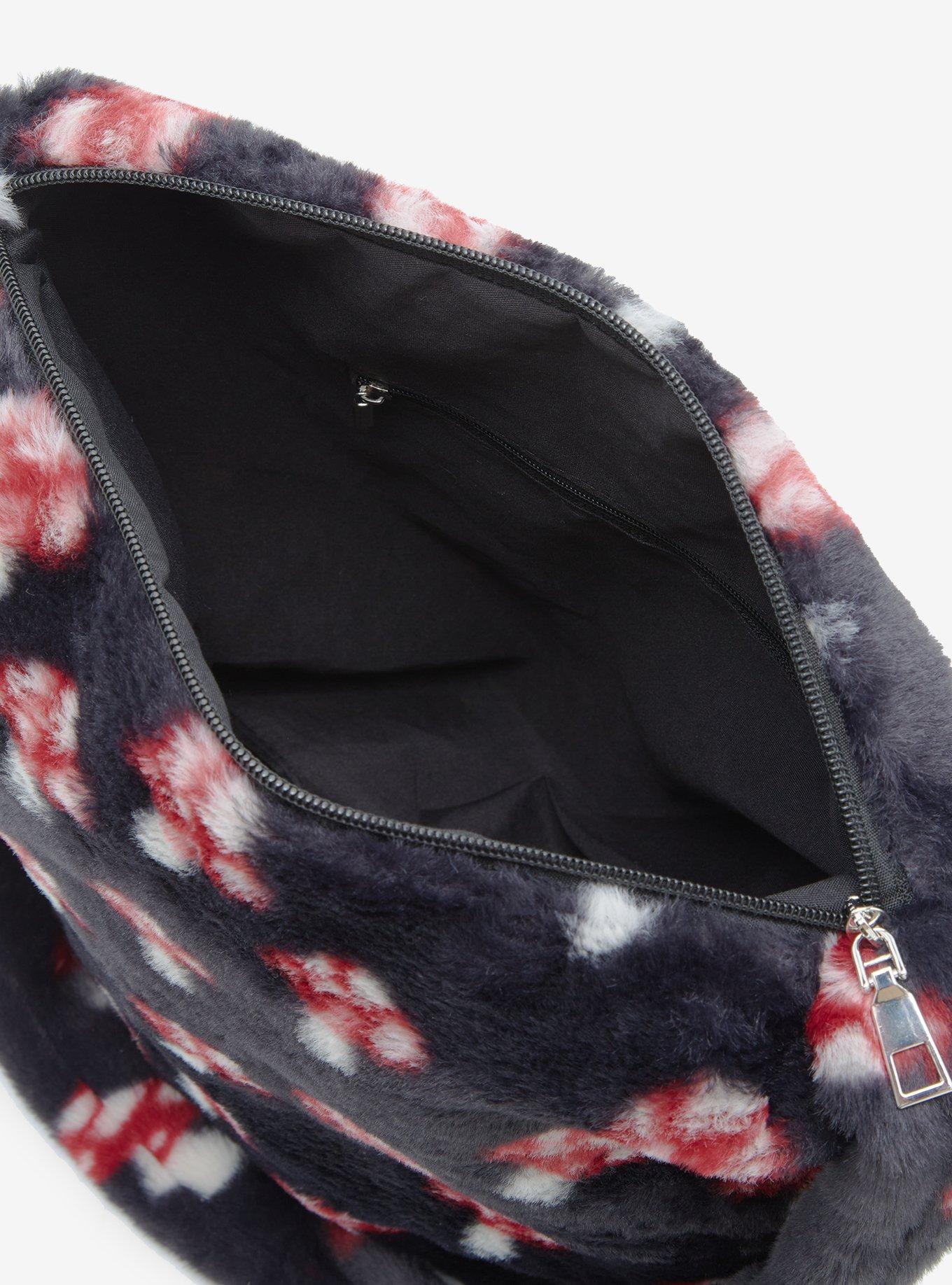 Black Mushroom Fuzzy Tote Bag, , alternate