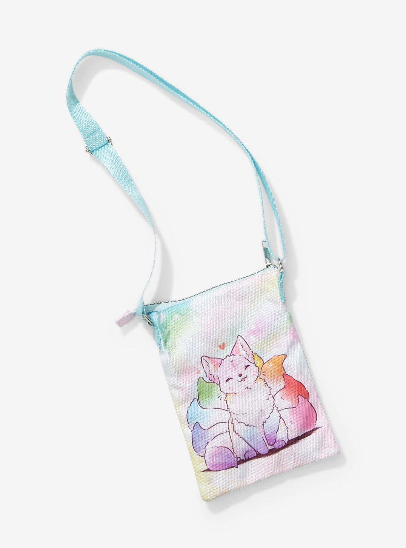 Rainbow Tail Fox Passport Crossbody Bag By Naomi Lord Art, , alternate