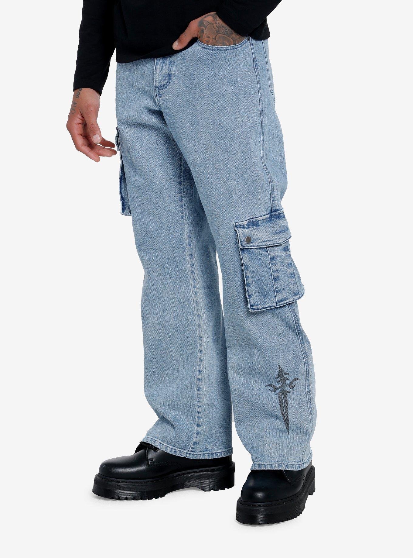 Dagger Cargo Denim Pants, INDIGO, alternate