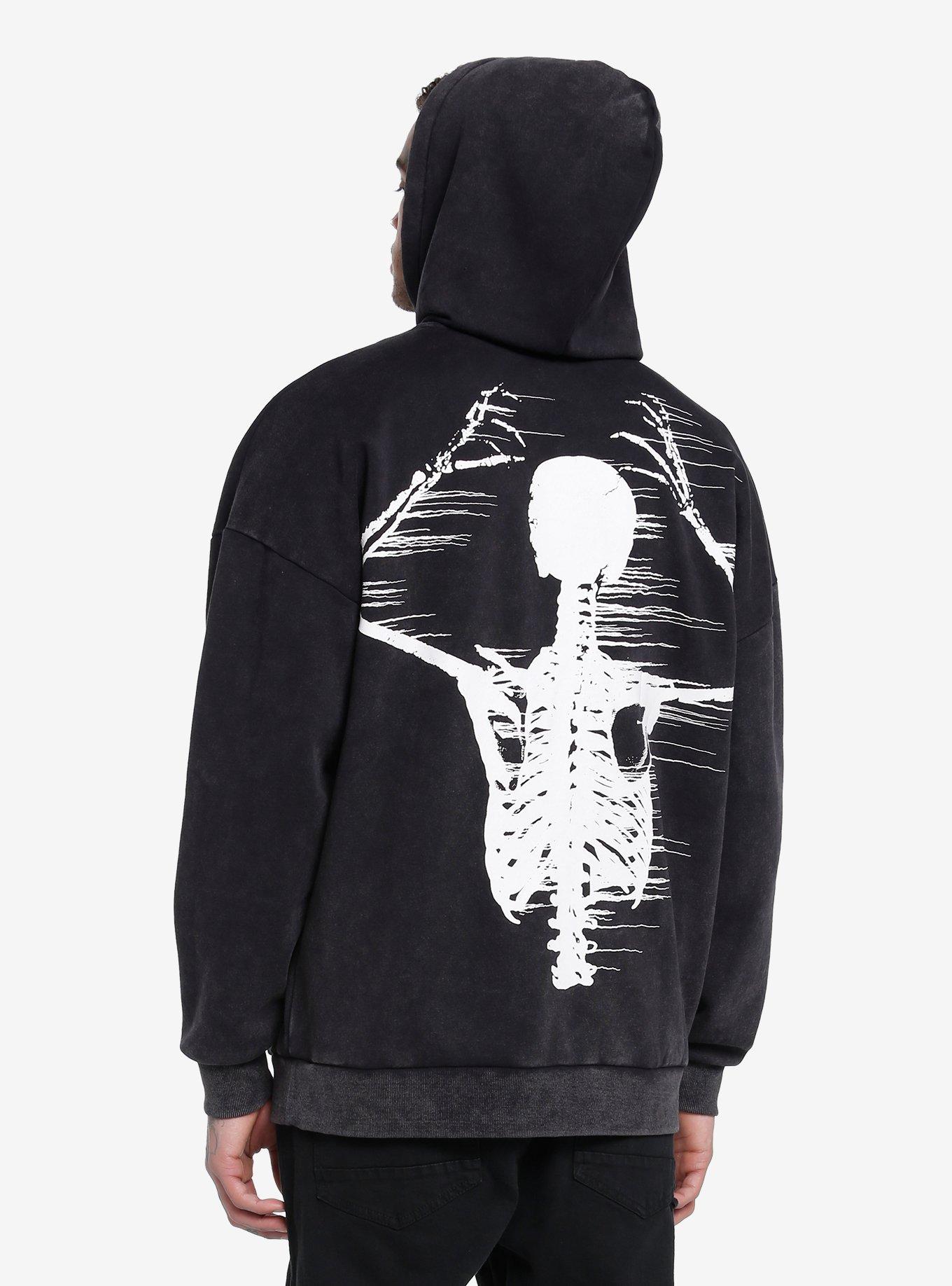 Dazed Skeleton Oversized Hoodie, BLACK, alternate