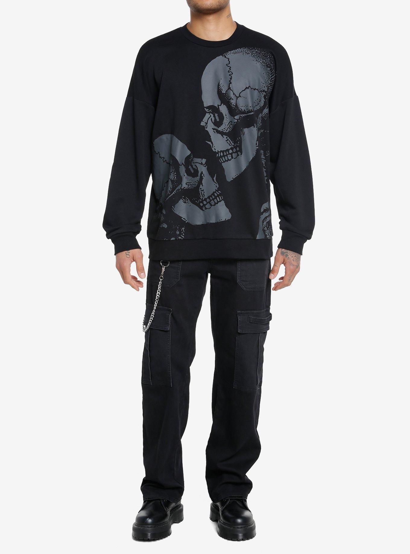 Social Collision Grey Skeletons Jumbo Sweatshirt, BLACK, alternate
