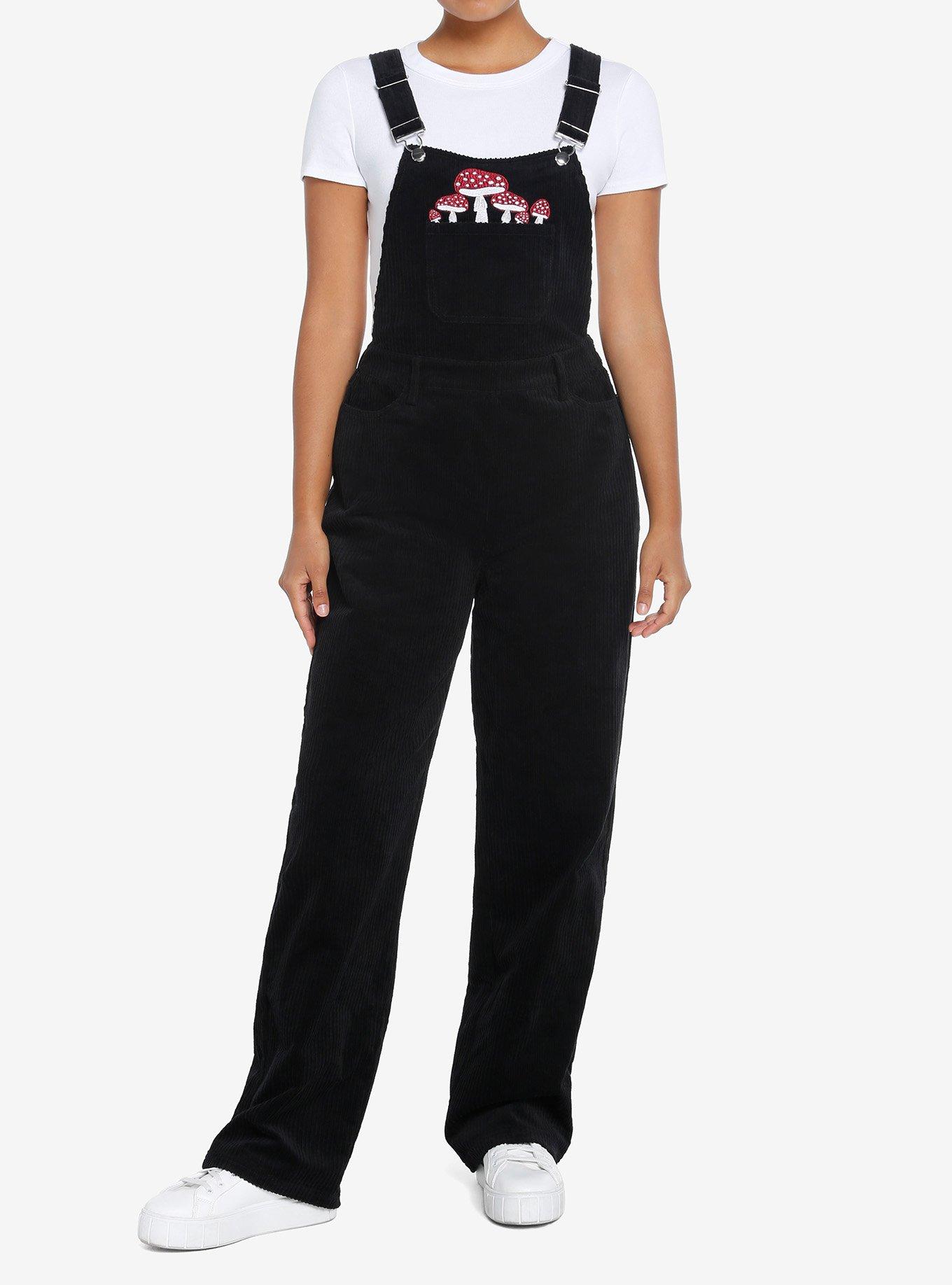 Thorn & Fable Mushroom Embroidered Corduroy Girls Overalls, , hi-res