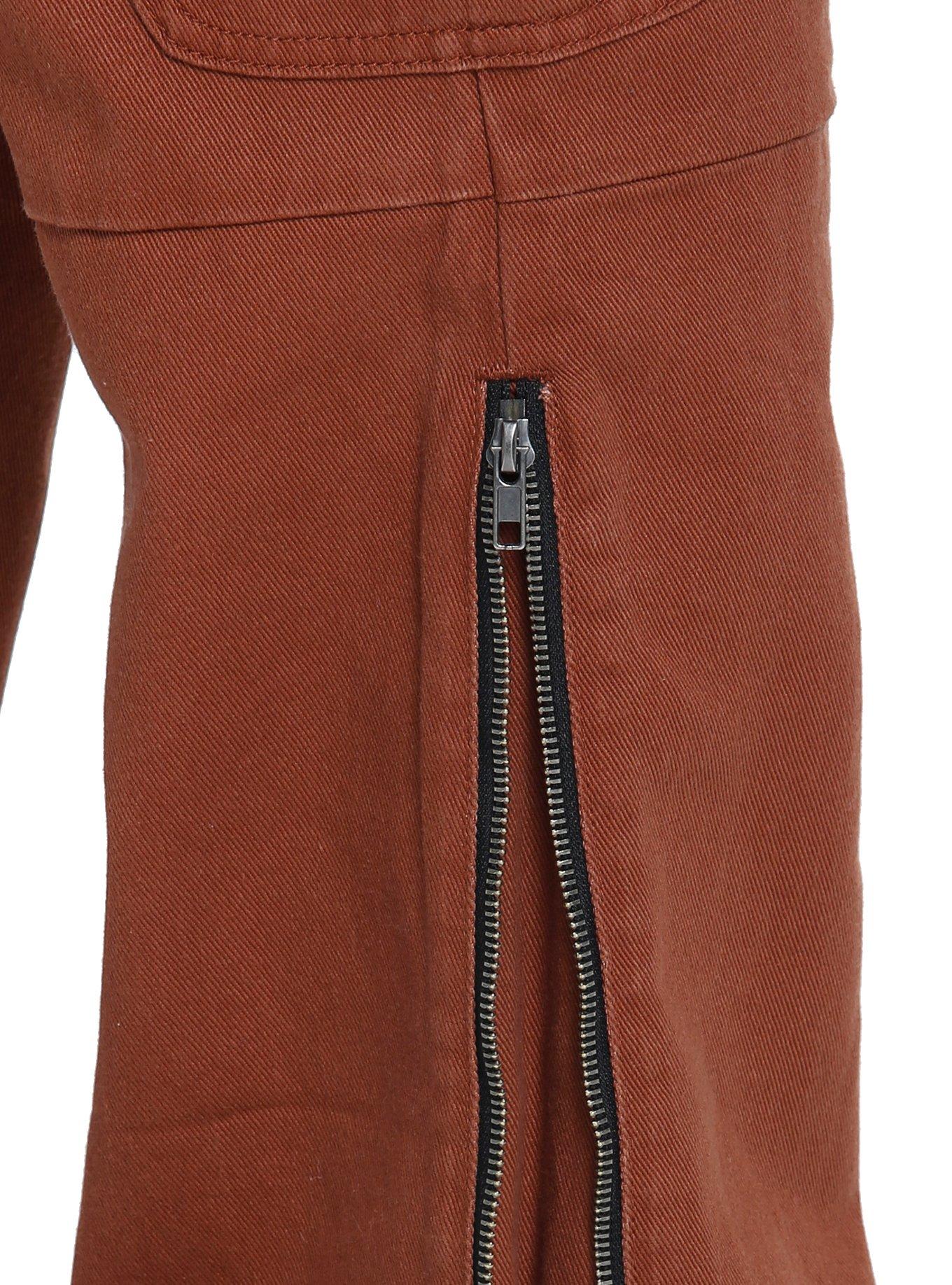 Brown Ankle Zipper Carpenter Pants, BROWN, alternate