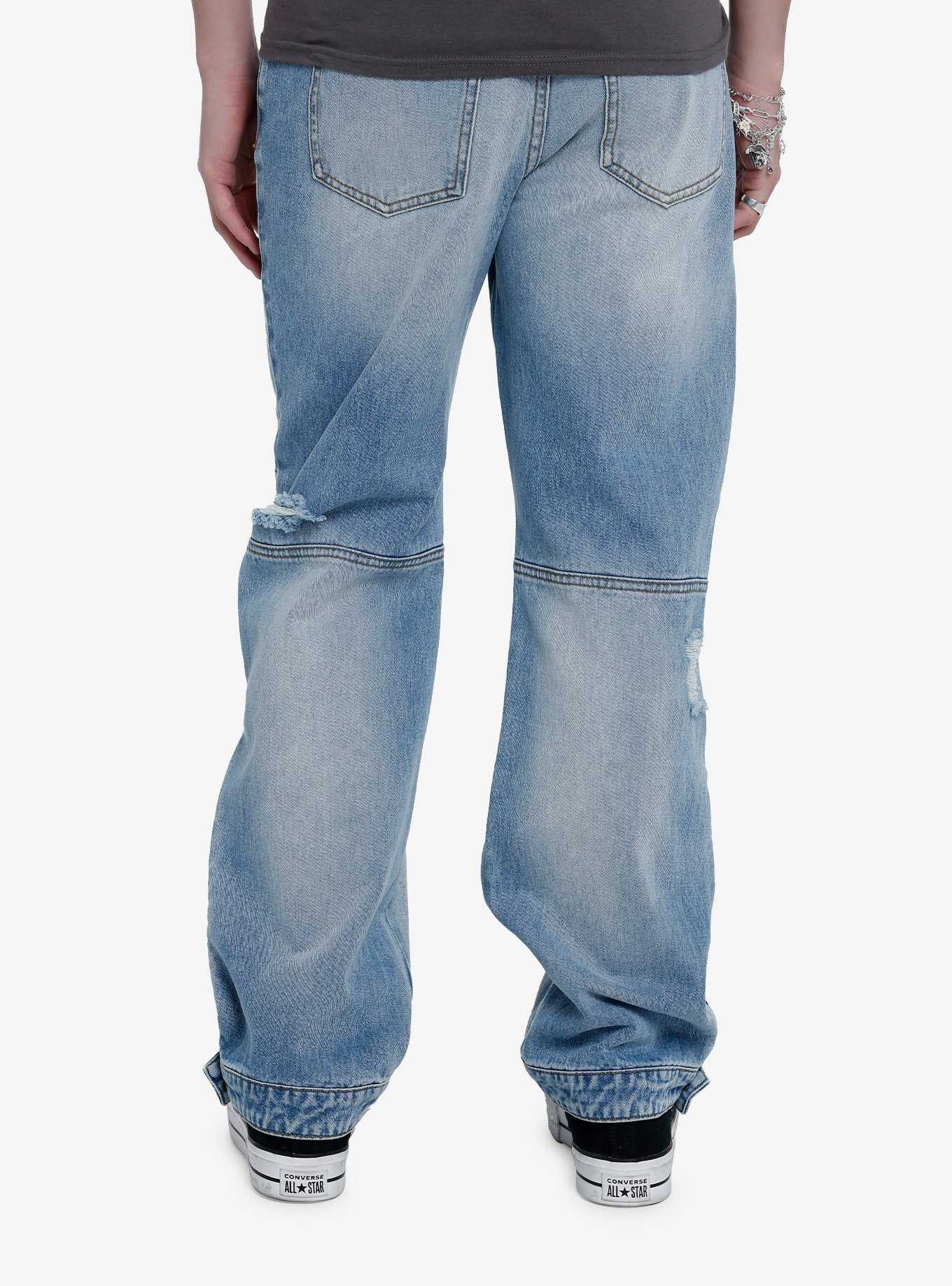 Indigo Light Wash Denim Carpenter Pants, , hi-res