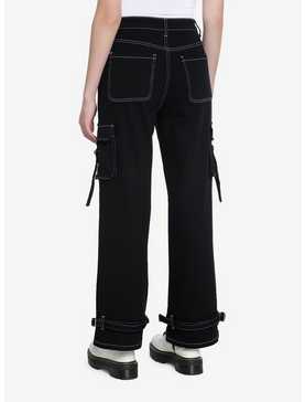 Black & White Contrast Stitch Strap Carpenter Pants, , hi-res