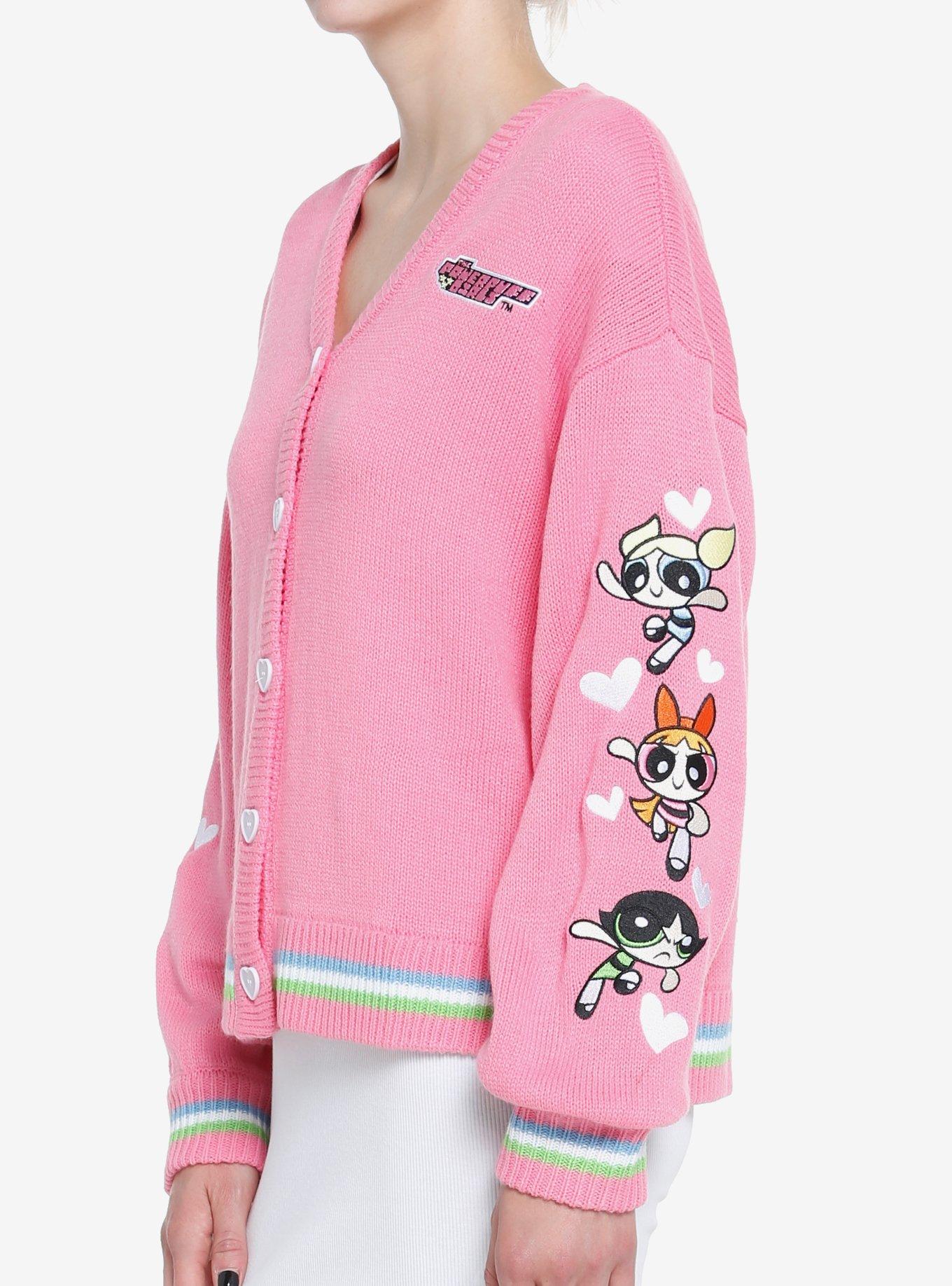 The Powerpuff Girls Stripe Cardigan, PINK, alternate