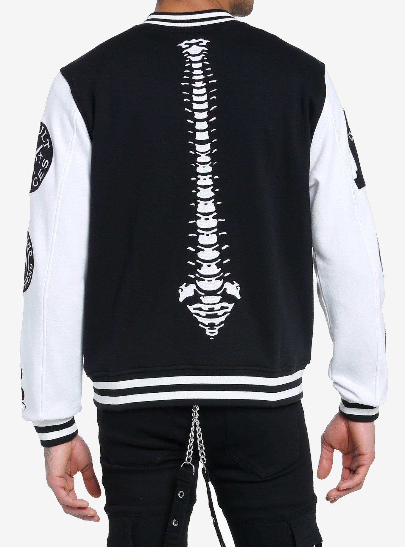 Occult Patches Varsity Jacket, BLACK  WHITE, alternate