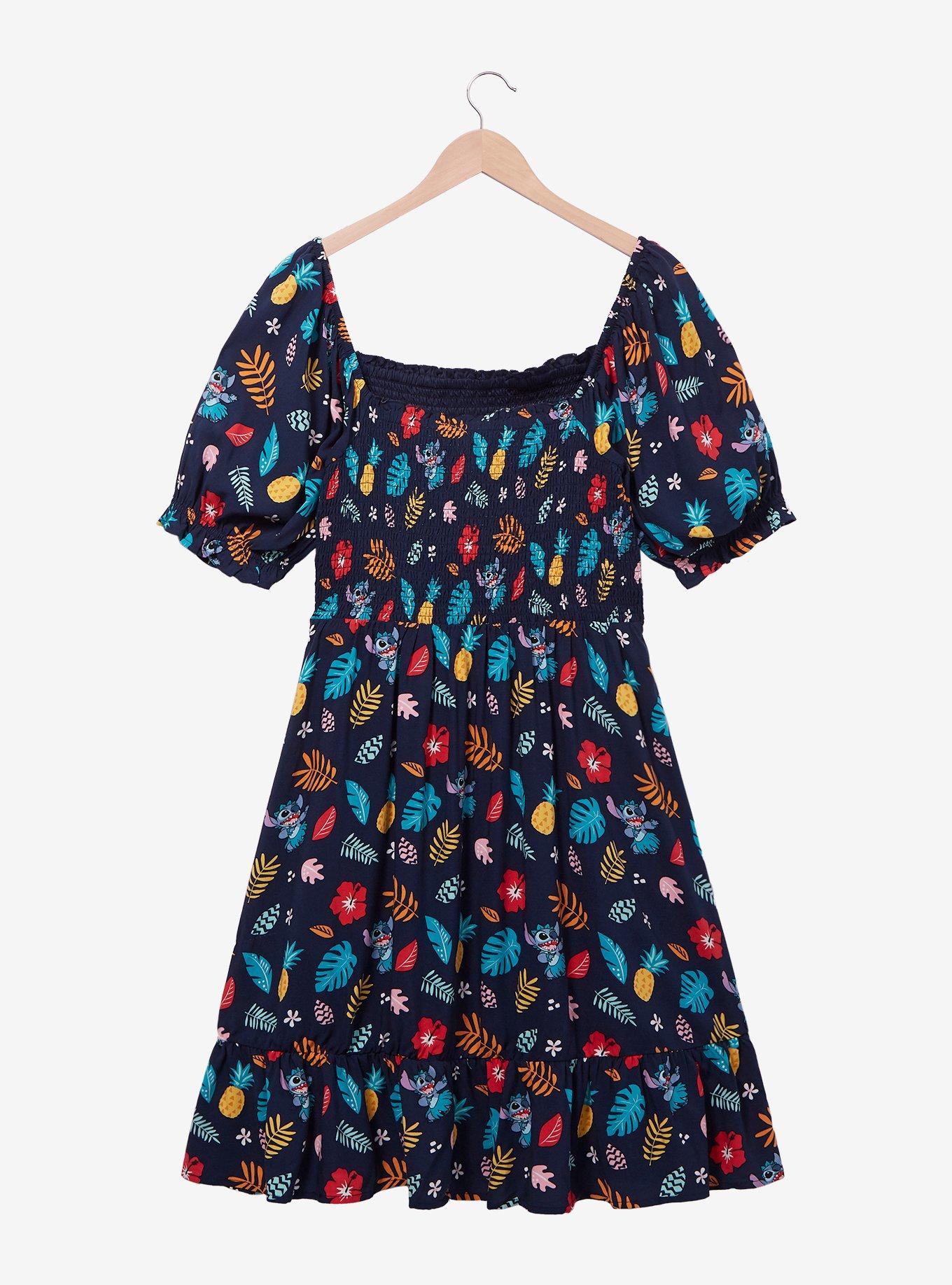 Her Universe Disney Lilo & Stitch Tropical Floral Allover Print Smock Dress - BoxLunch Exclusive , , hi-res