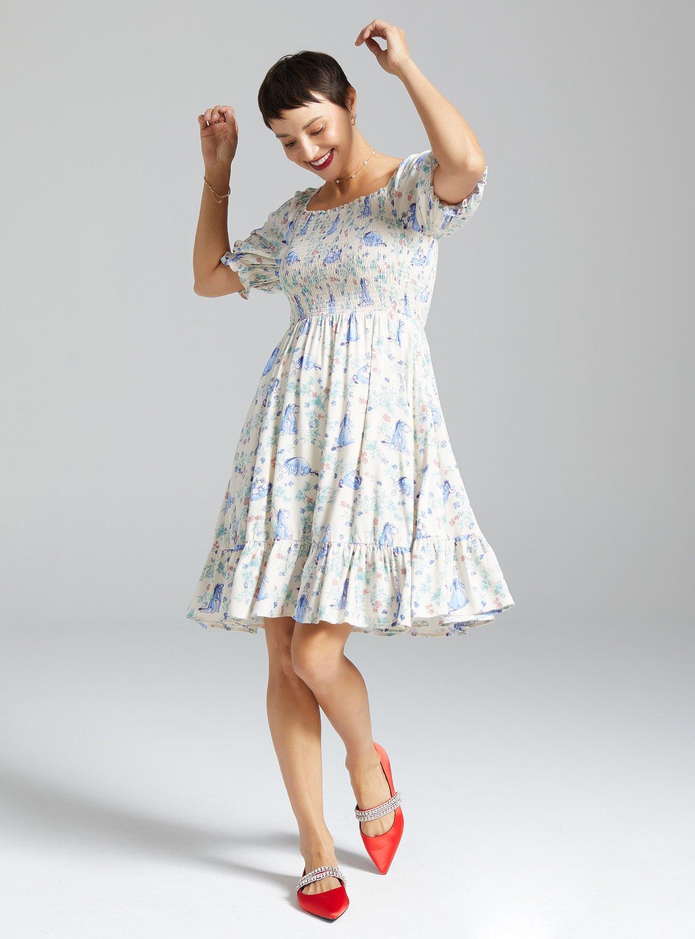 Her Universe Disney Winnie the Pooh Eeyore Floral Allover Print Smock Dress - BoxLunch Exclusive, , hi-res