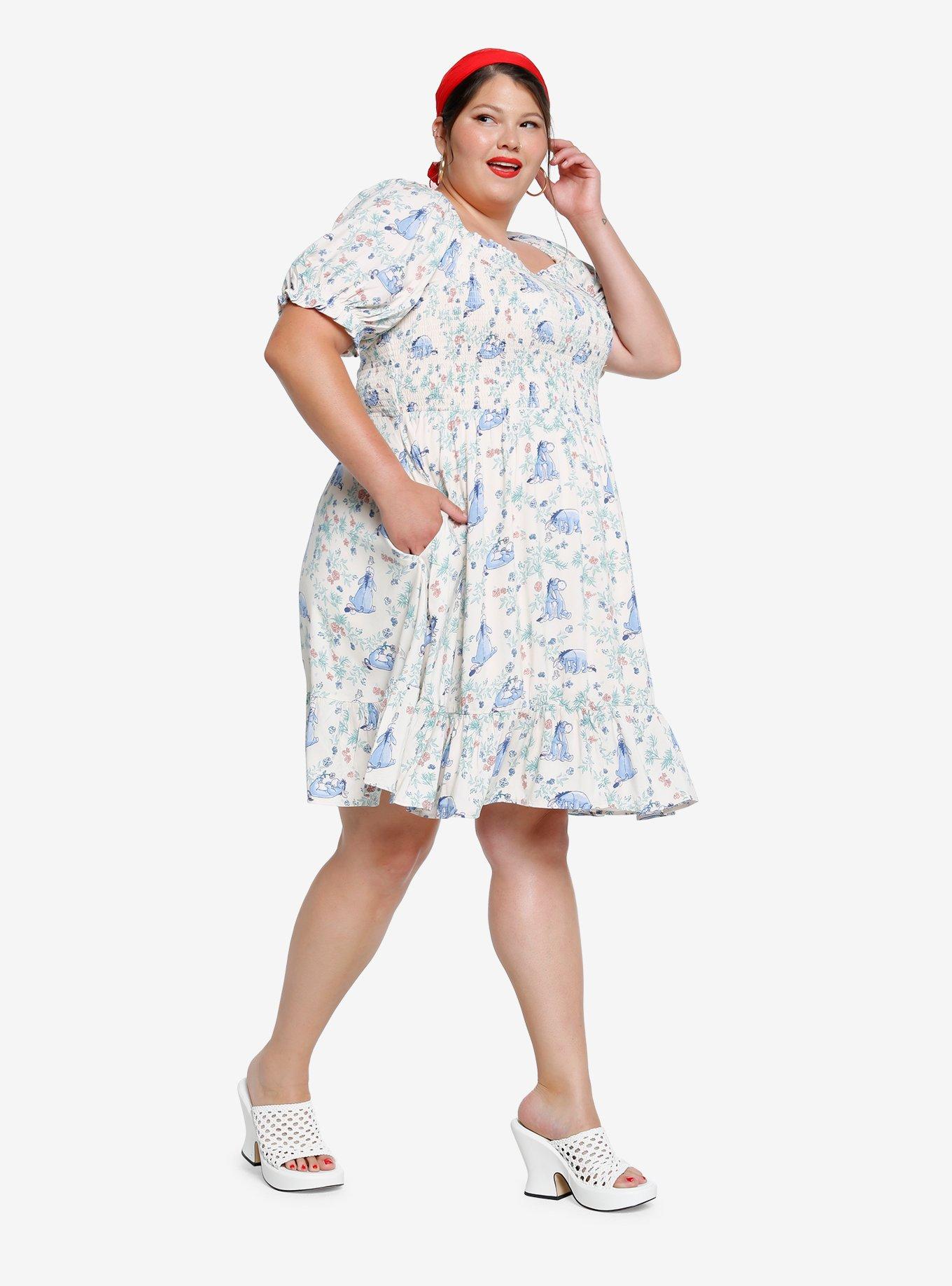 Her Universe Disney Winnie the Pooh Eeyore Floral Allover Print Plus Size Smock Dress - BoxLunch Exclusive, , hi-res