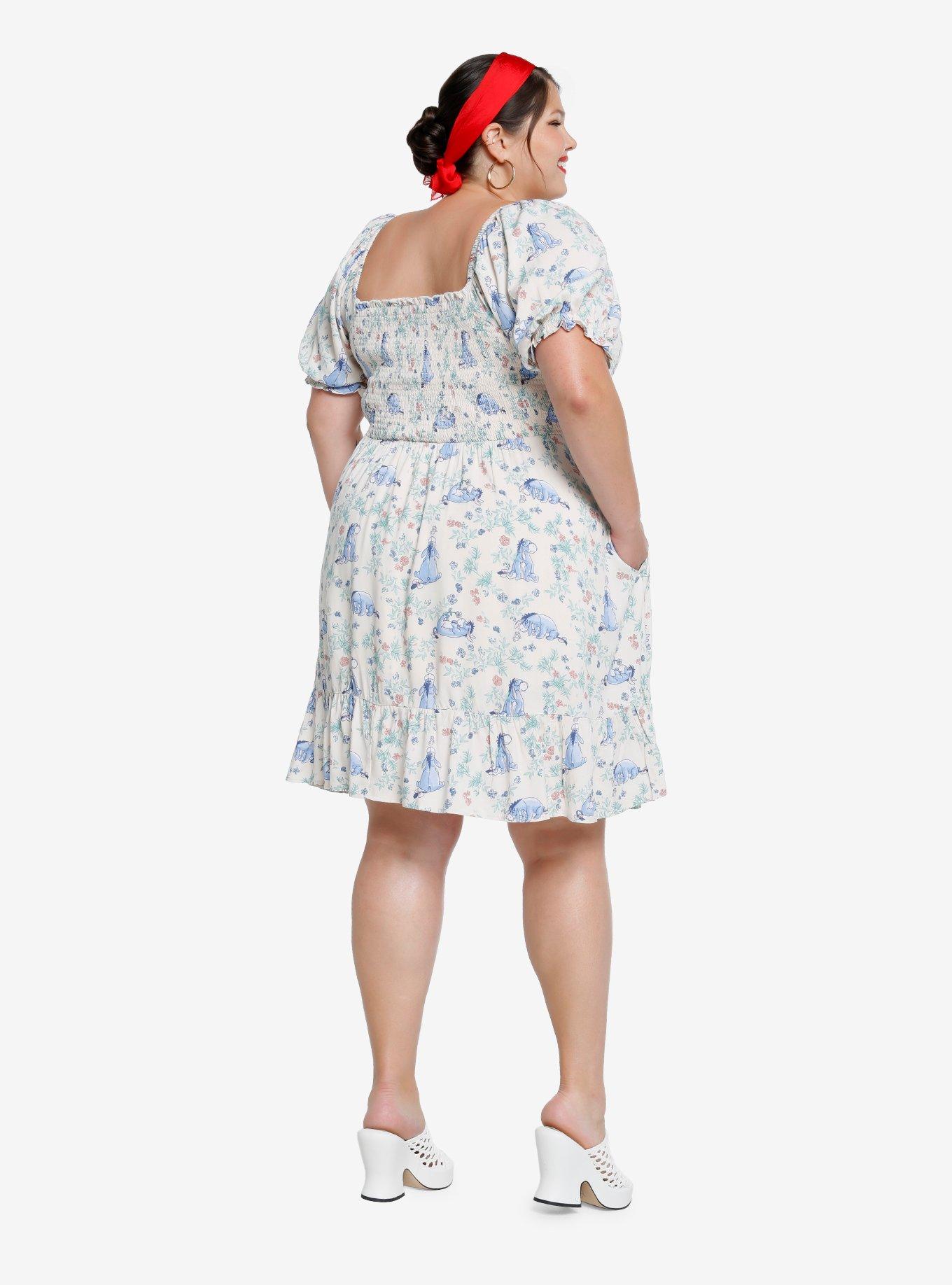 Her Universe Disney Winnie the Pooh Eeyore Floral Allover Print Plus Size Smock Dress - BoxLunch Exclusive, LIGHT PINK, alternate